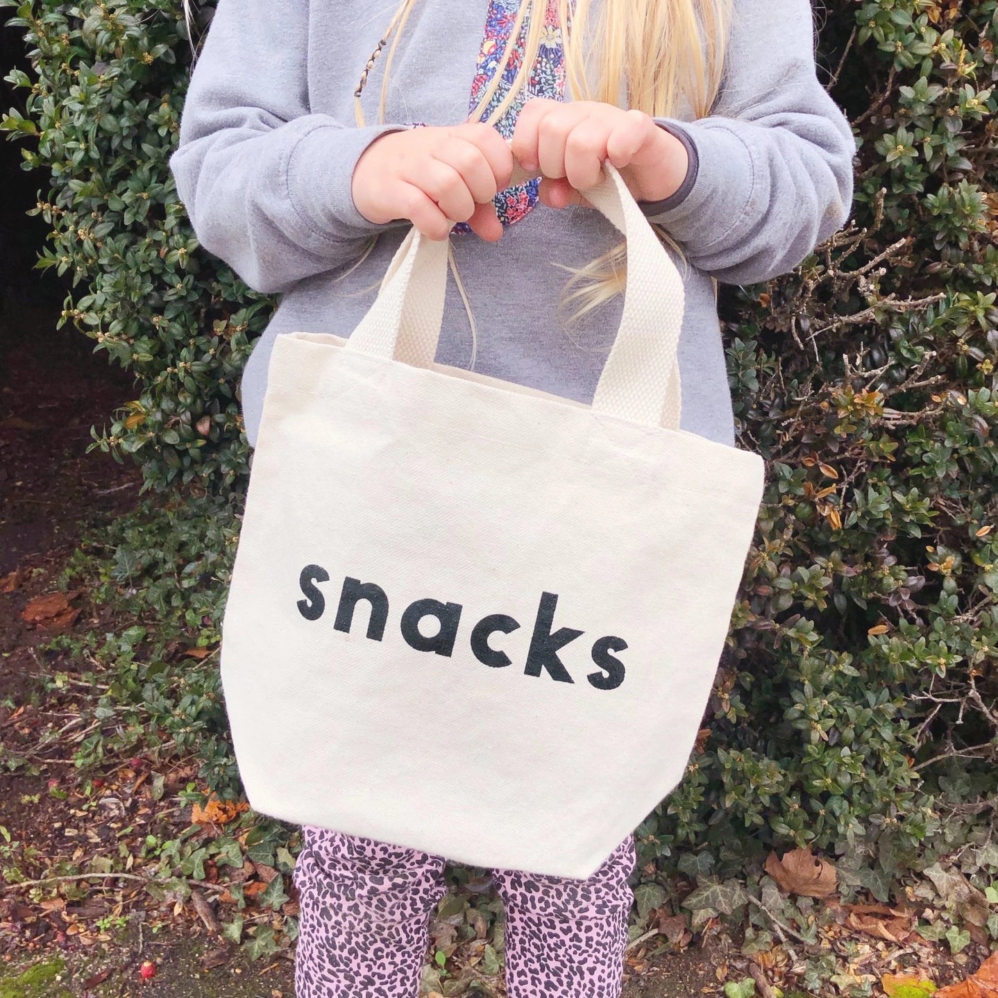 Small Snacks Canvas Tote Bag - Natural