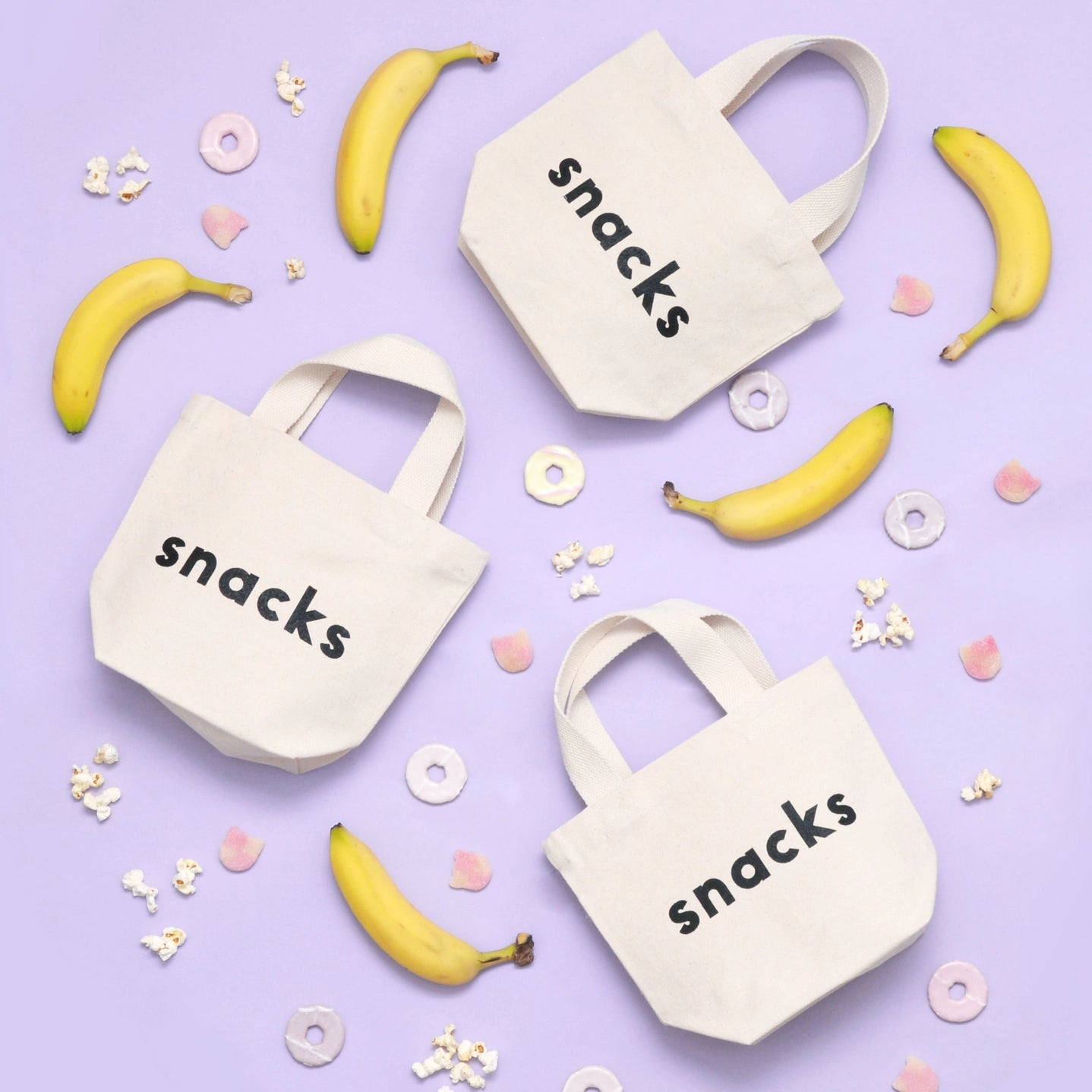 Small Snacks Canvas Tote Bag - Natural