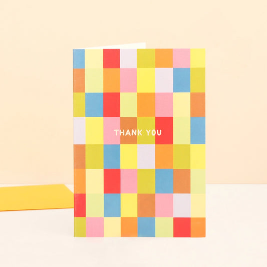 Colourful Squares Thank You Greeting Card