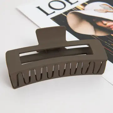 Large Rectangle Hair Clip - Brown