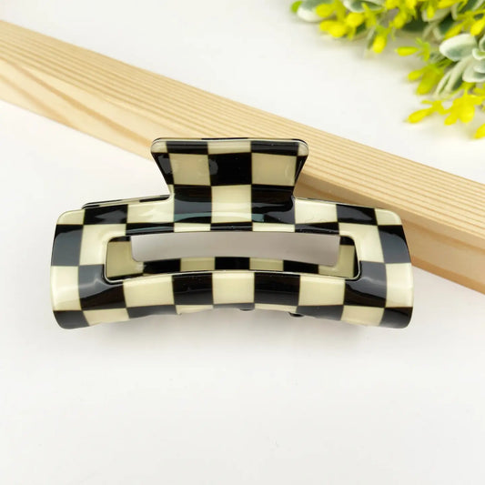 Checkerboard Retro Hair clip - Black and White