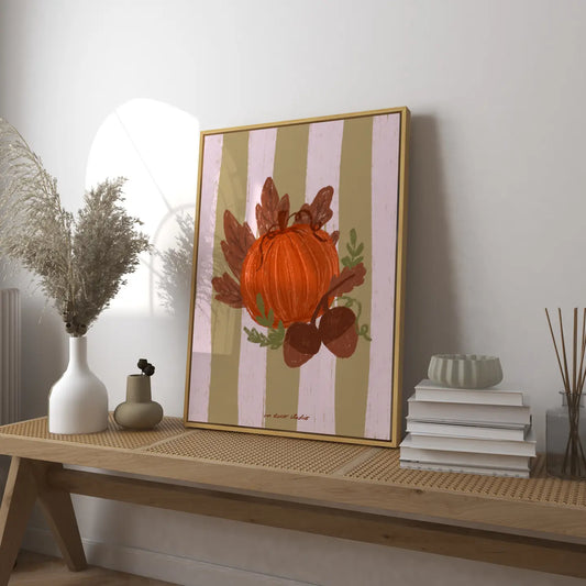 Stripey Pumpkin Art Print - A5