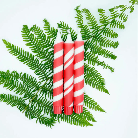 Christmas Candy Cane Candles - 3 pack