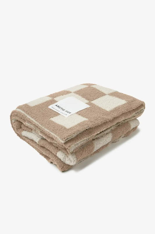 The Teddy Throw - 100% Recycled - Beige Check