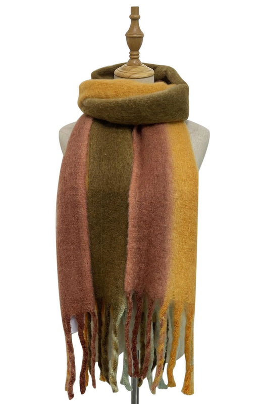 Stripey Tassel Scarf - Autumnal Multicoloured