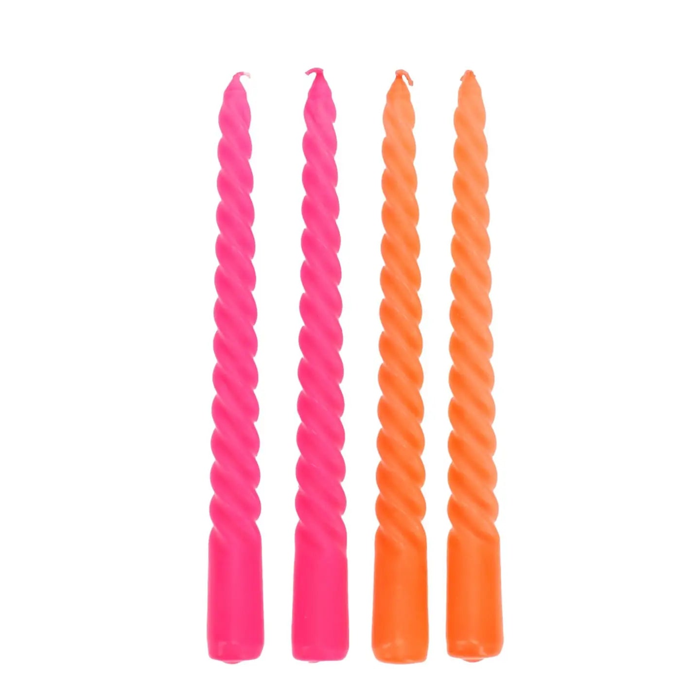 Twisted Candle - 4 pack - Orange and Pink