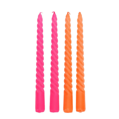 Twisted Candle - 4 pack - Orange and Pink