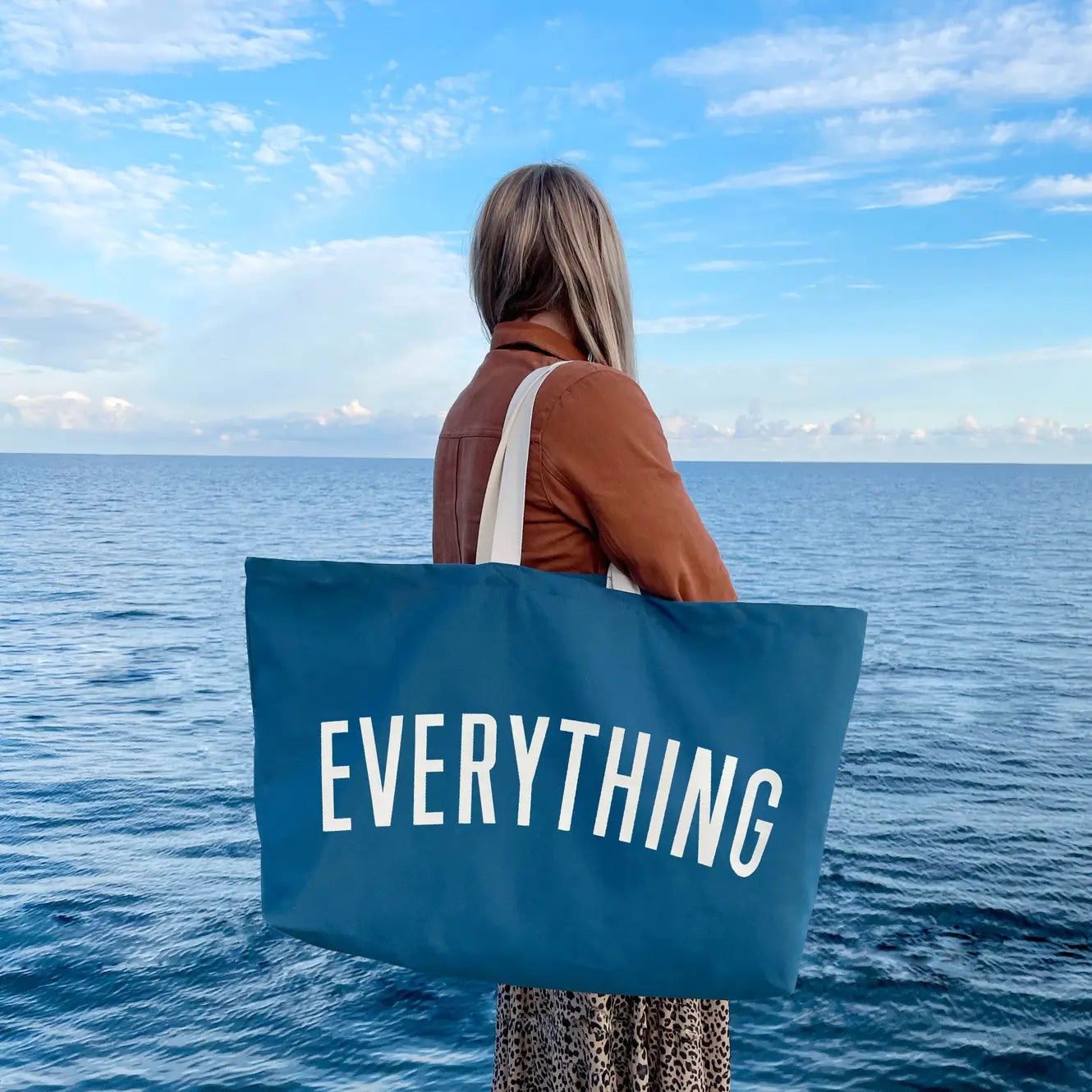 Everything Really Big Canvas Tote Bag - Ocean Blue