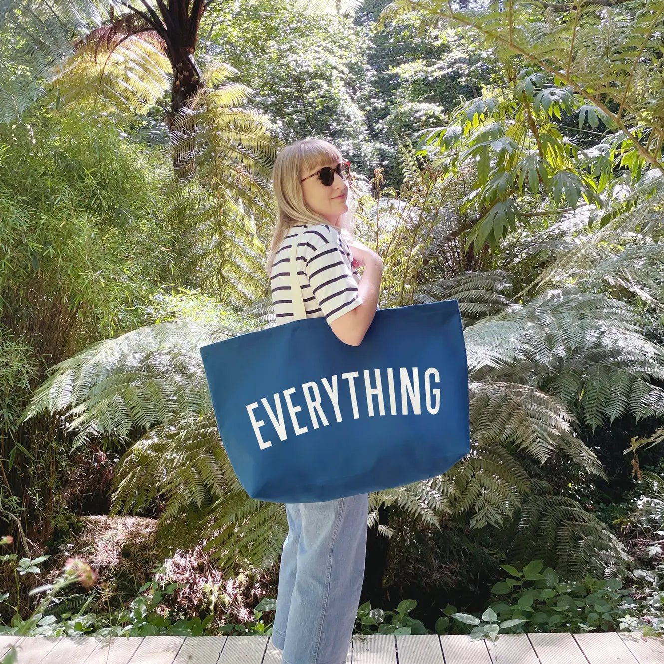 Everything Really Big Canvas Tote Bag - Ocean Blue