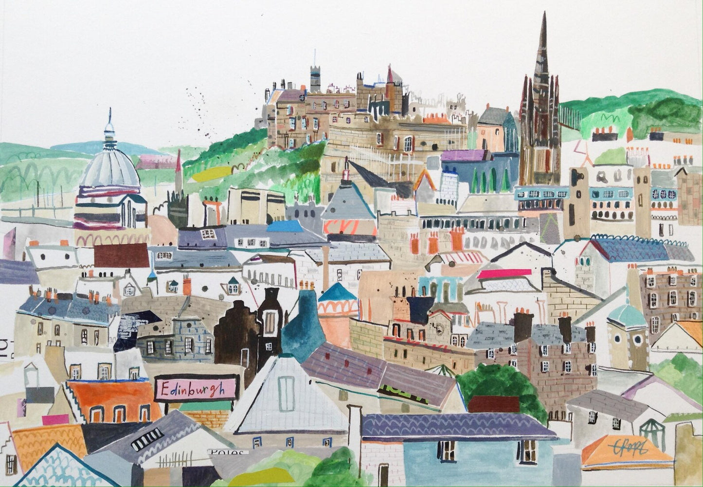 Edinburgh City Landscape A4 Print