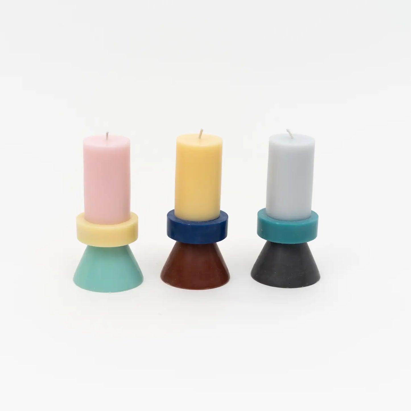 Stack Candle - Floss Pink / Pale Yellow / Mint