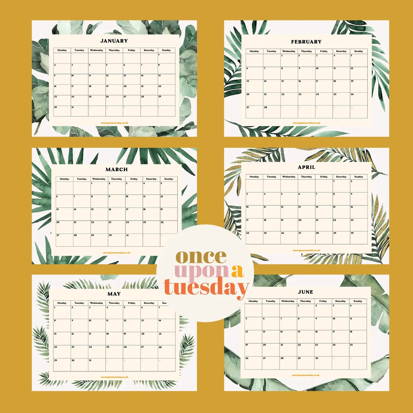 Tropical Greenery 2023 Desk Calendar