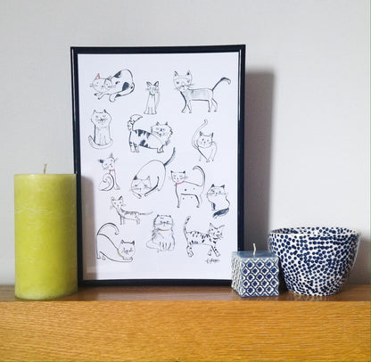 Inky Cats A4 Print